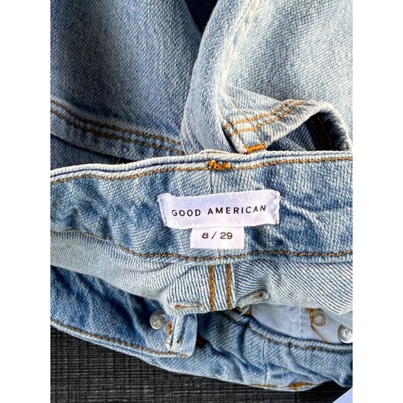 Good American Womens blue jeans 8/29 Distressed Denim straight leg Stretch Chic - Picture 1 of 10